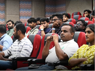 Students at an industry seminar